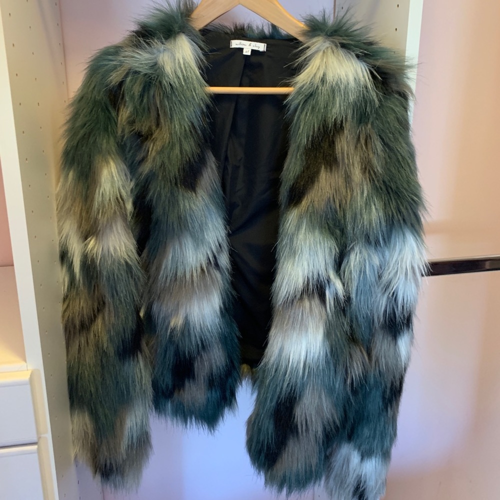 Willow and clay vegan fur multi colored jacket